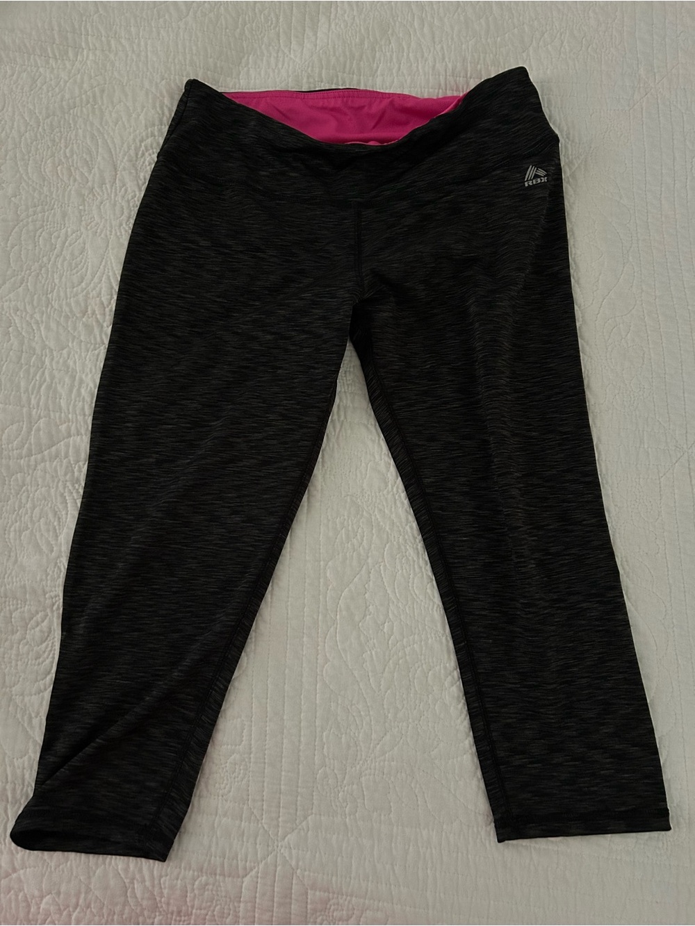 RBX Black Capri Leggings with Pink Inside Waistband